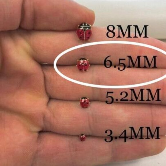 14k Yellow Gold Ladybug Baby Earrings Stud Screw Back Women Ladies Jewelry 6.5mm - Picture 1 of 2